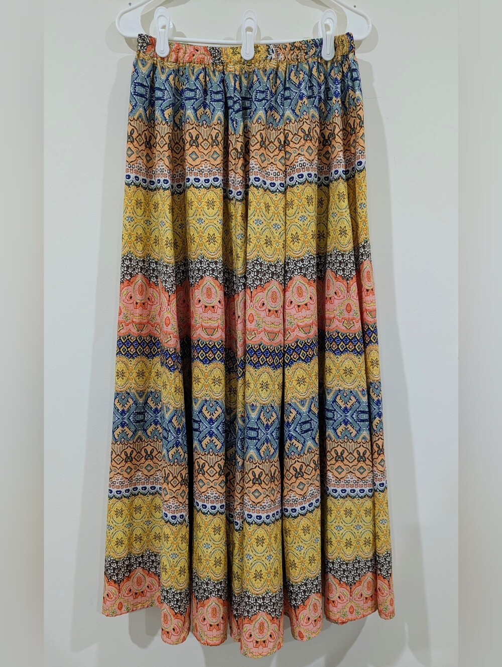 Cato Yellow Blue Pink Patterned Maxi Skirt